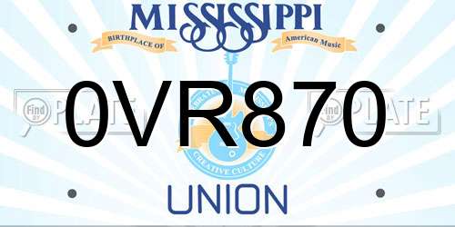 0VR870 Mississippi License Plate