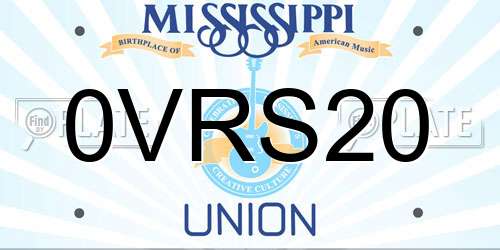 0VRS20 Mississippi License Plate