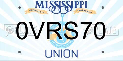 0VRS70 Mississippi License Plate