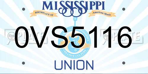 0VS5116 Mississippi License Plate