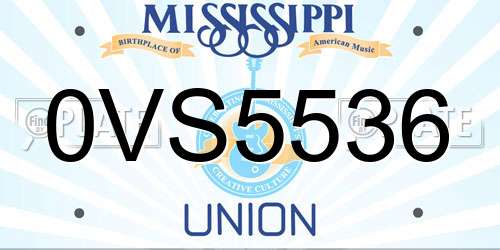 0VS5536 Mississippi License Plate