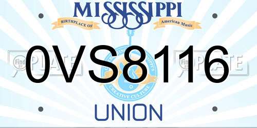 0VS8116 Mississippi License Plate