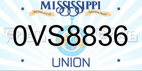 0VS8836 Mississippi License Plate