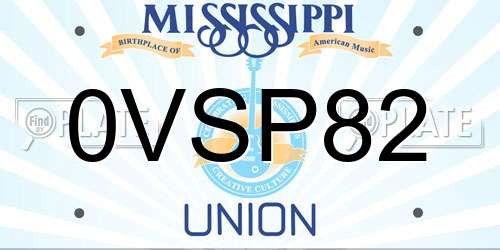 0VSP82 Mississippi License Plate