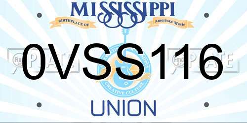 0VSS116 Mississippi License Plate