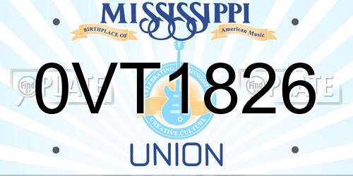 0VT1826 Mississippi License Plate