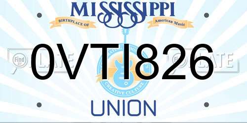 0VTI826 Mississippi License Plate