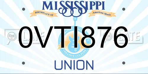 0VTI876 Mississippi License Plate