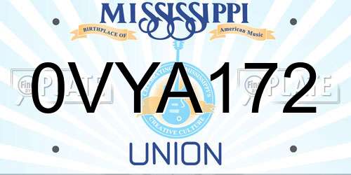 0VYA172 Mississippi License Plate