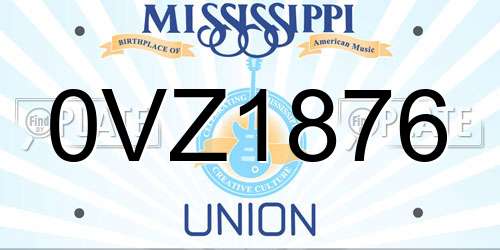 0VZ1876 Mississippi License Plate