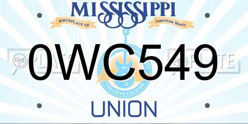 0WC549 Mississippi License Plate