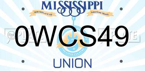 0WCS49 Mississippi License Plate