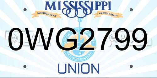 0WG2799 Mississippi License Plate