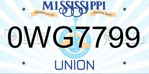 0WG7799 Mississippi License Plate