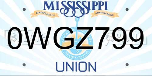 0WGZ799 Mississippi License Plate