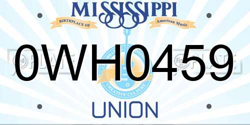0WH0459 Mississippi License Plate
