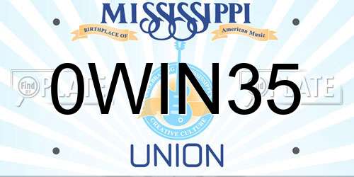 0WIN35 Mississippi License Plate