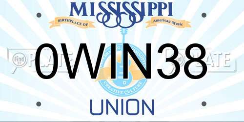 0WIN38 Mississippi License Plate