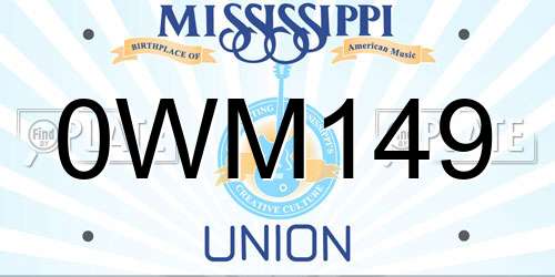 0WM149 Mississippi License Plate