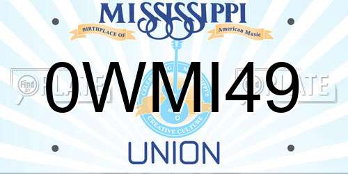 0WMI49 Mississippi License Plate