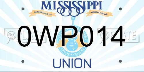 0WP014 Mississippi License Plate