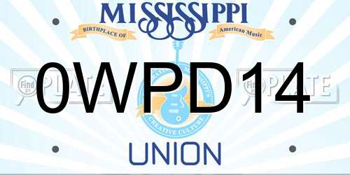 0WPD14 Mississippi License Plate