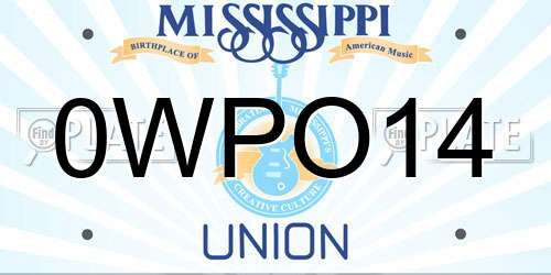 0WPO14 Mississippi License Plate