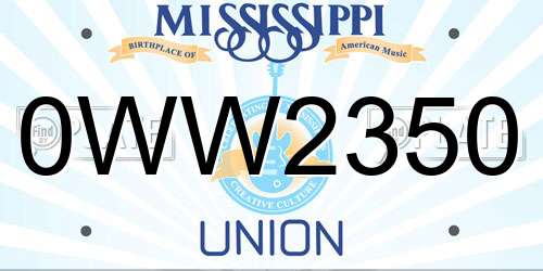0WW2350 Mississippi License Plate