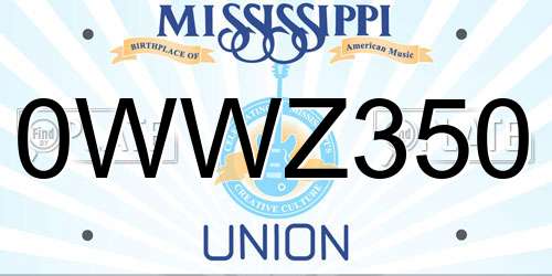 0WWZ350 Mississippi License Plate