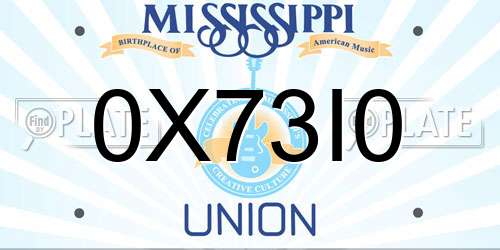 0X73I0 Mississippi License Plate