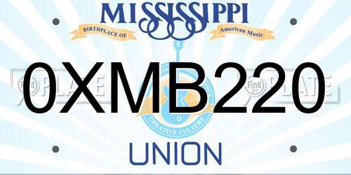 0XMB220 Mississippi License Plate