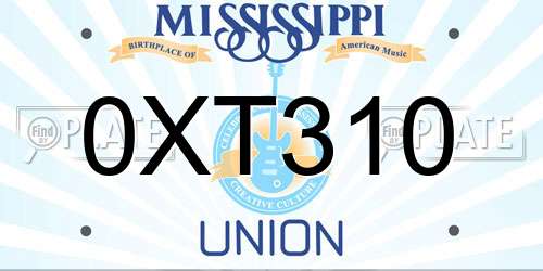 0XT310 Mississippi License Plate