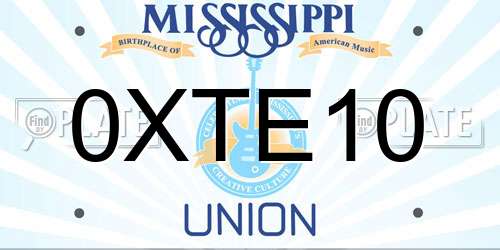 0XTE10 Mississippi License Plate