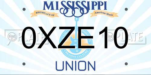 0XZE10 Mississippi License Plate