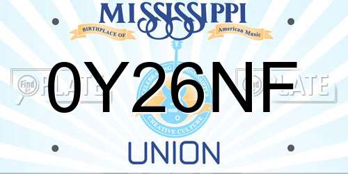 0Y26NF Mississippi License Plate