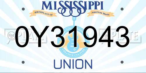 0Y31943 Mississippi License Plate