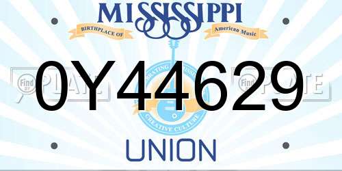 0Y44629 Mississippi License Plate