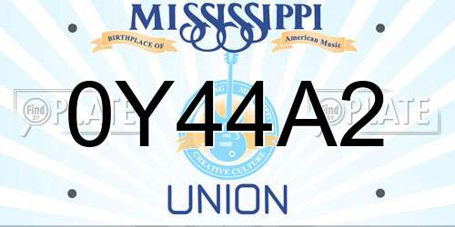 0Y44A2 Mississippi License Plate
