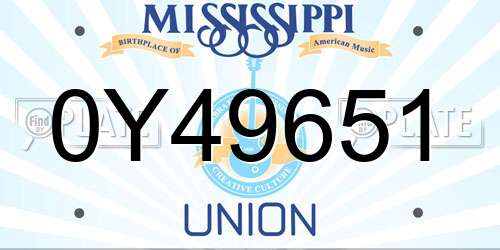 0Y49651 Mississippi License Plate