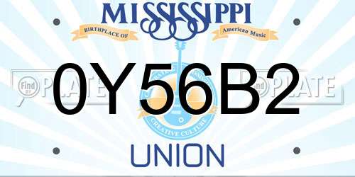 0Y56B2 Mississippi License Plate