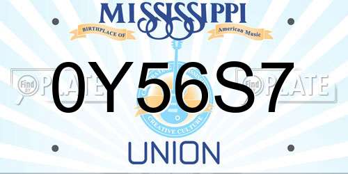 0Y56S7 Mississippi License Plate