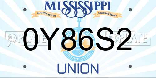 0Y86S2 Mississippi License Plate