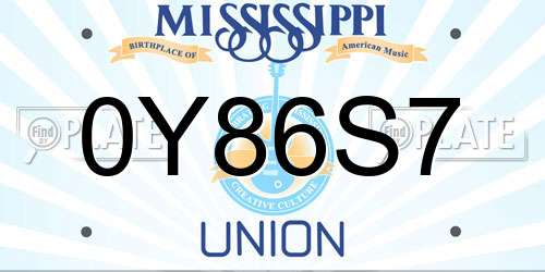 0Y86S7 Mississippi License Plate