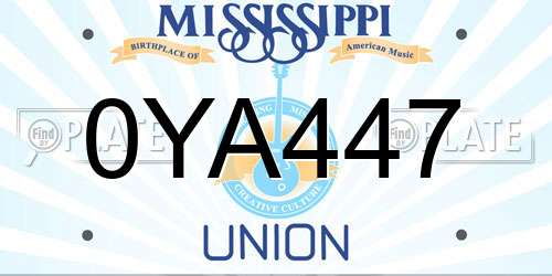 0YA447 Mississippi License Plate