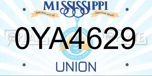 0YA4629 Mississippi License Plate