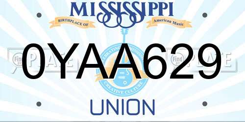 0YAA629 Mississippi License Plate