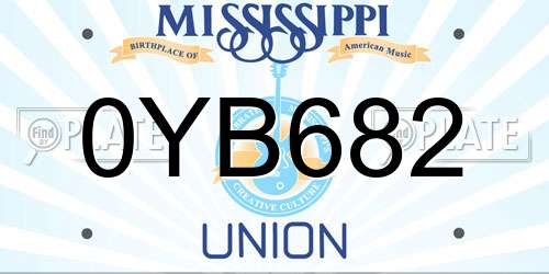 0YB682 Mississippi License Plate