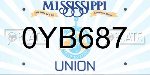 0YB687 Mississippi License Plate