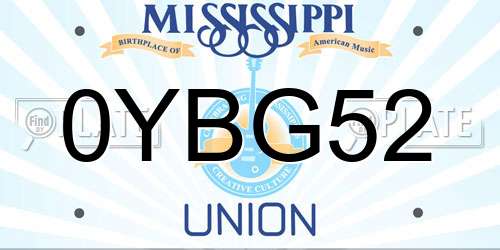 0YBG52 Mississippi License Plate