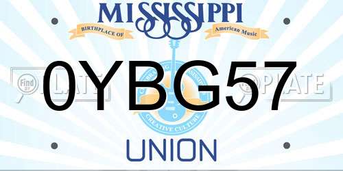 0YBG57 Mississippi License Plate